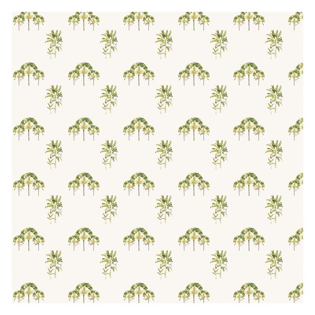 Carte da parati verdi Fantasia di palme banano in acquerello
