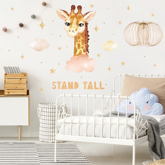 Adesivi murali frasi Giraffa ad acquerello - Stand Tall