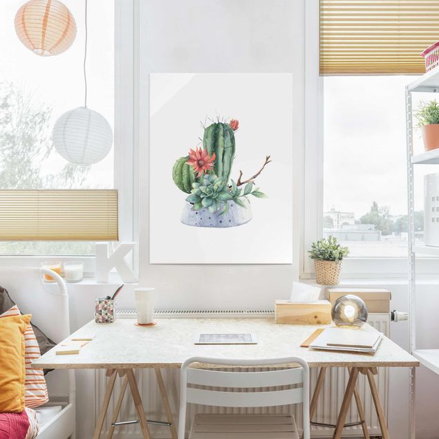 Quadri fiori Illustrazione di cactus ad acquerello