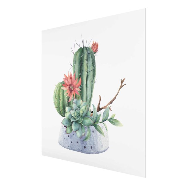 Magnettafel Glas Illustrazione di cactus ad acquerello