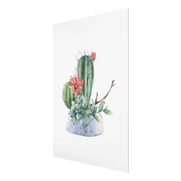 Magnettafel Glas Illustrazione di cactus ad acquerello