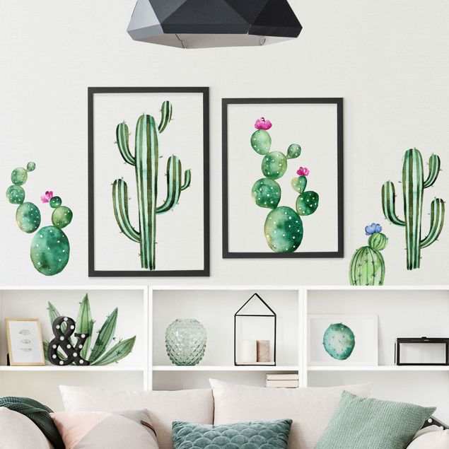 Adesivi murali piante Set di cactus ad acquerello