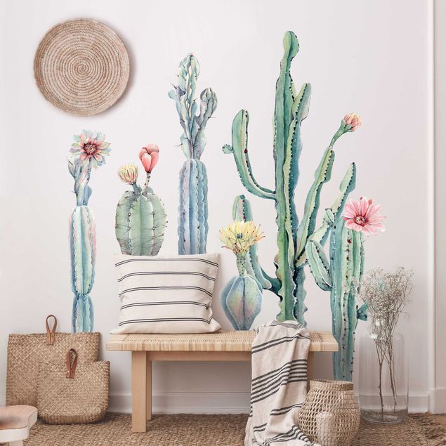 Decorazioni cucina Set acquerello fiori di cactus XXL
