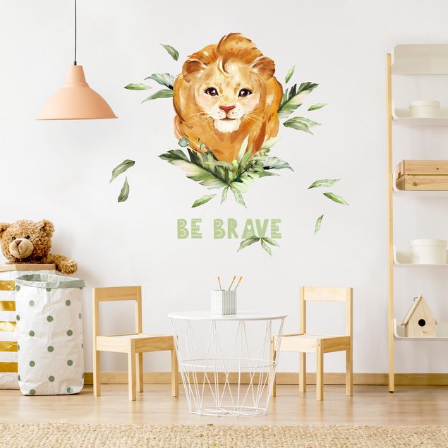 Autocolantes de parede leões Leone ad acquerello - Be Brave