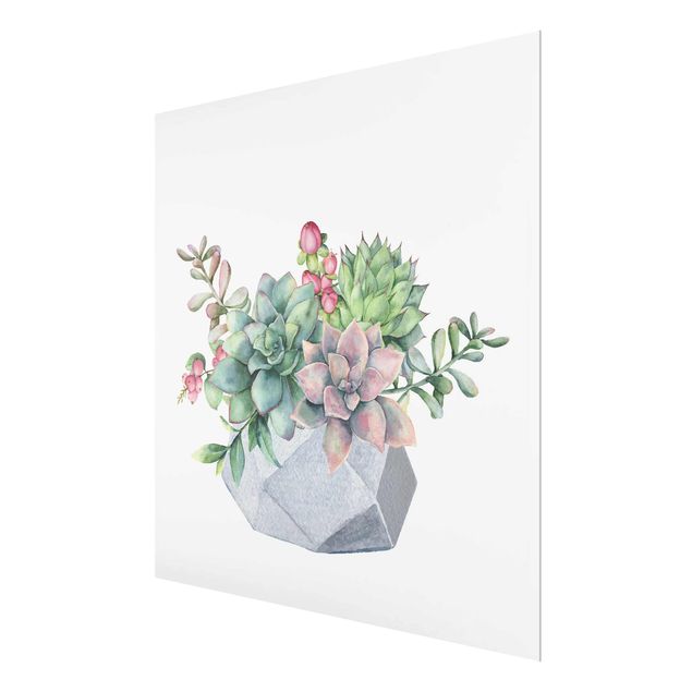 Glas Magnetboard Illustrazione di Succulente ad acquerello