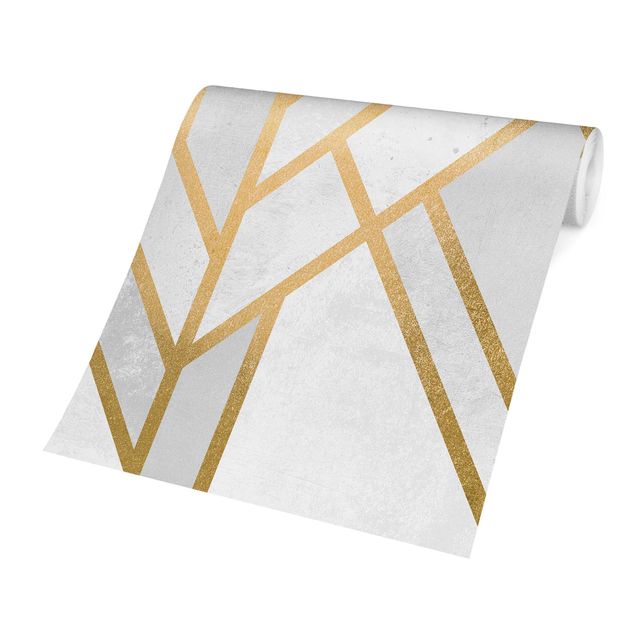Disegni carta da parati Geometria Art Déco Oro Bianco