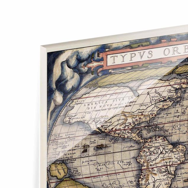 Quadro in vetro - Historic tipo World Map Orbis Terrarum - Orizzontale 3:4