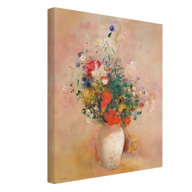 Quadro moderno Odilon Redon - Vaso con fiori (sfondo rosato)