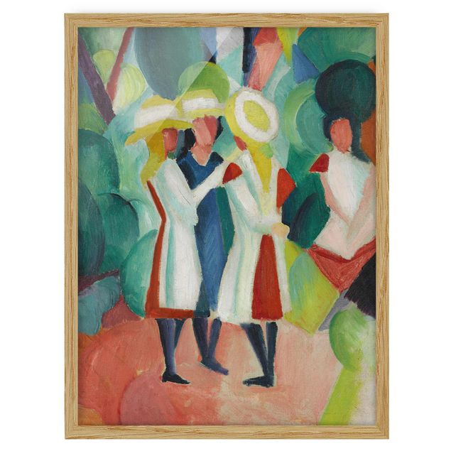 Quadri moderni per arredamento August Macke - Tre ragazze con cappelli di paglia gialli