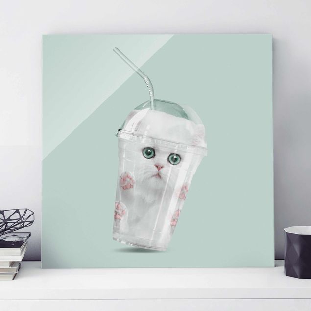 Glas Magnetboard Agitare con gatto