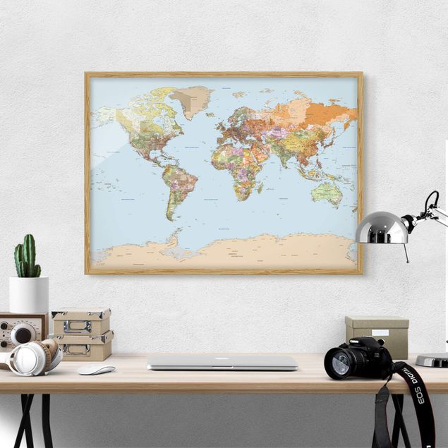 Quadri con cornice con mappamondo Mappa politica del mondo