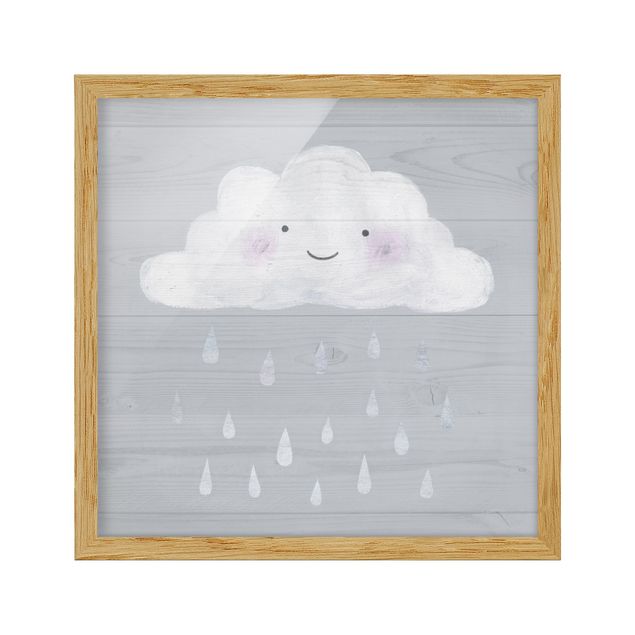 Quadri grigi Nuvola con gocce di pioggia d'argento