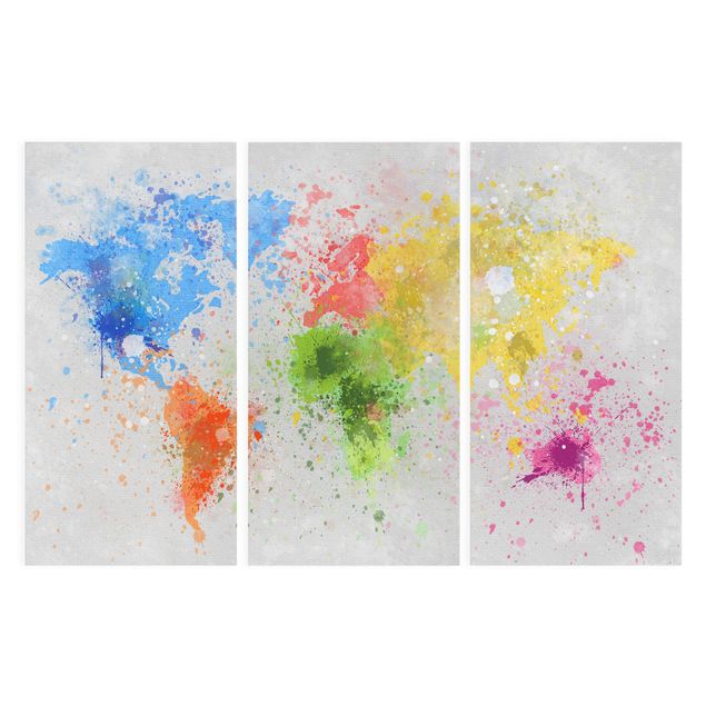 Quadro planisfero Mappa del mondo a schizzi colorati