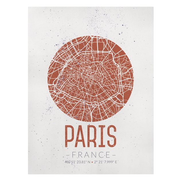 Quadro mappamondo Mappa della città di Parigi - Retrò