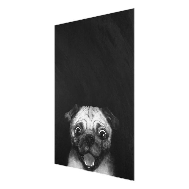 Quadro nero Illustrazione - cane carlino pittura su bianco e nero