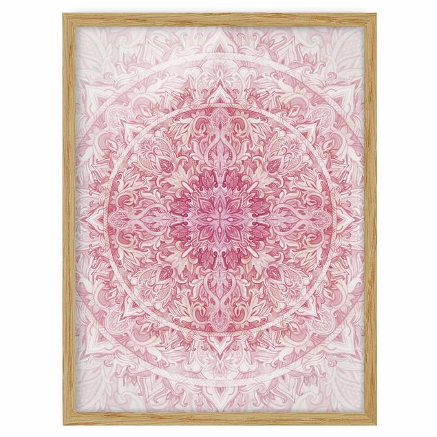 Quadro rosa Mandala - Acquerelli Sole Ornamento Rosa Chiaro