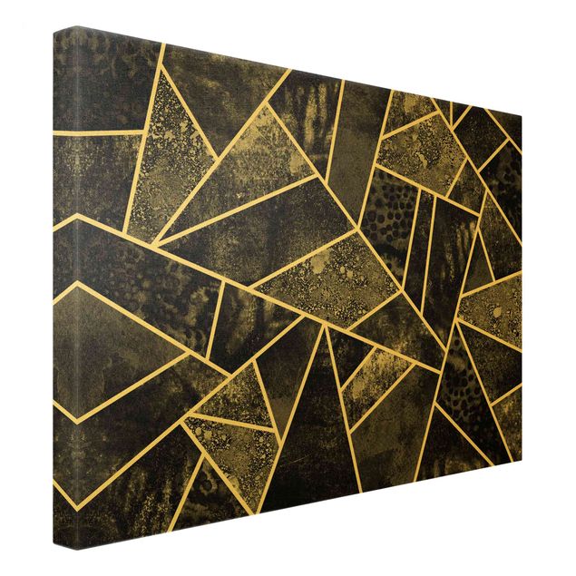 Quadro su tela oro - Geometria dorata - Triangoli grigi