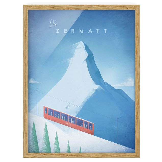 Quadri con cornice con architettura e skylines Poster di viaggio - Zermatt