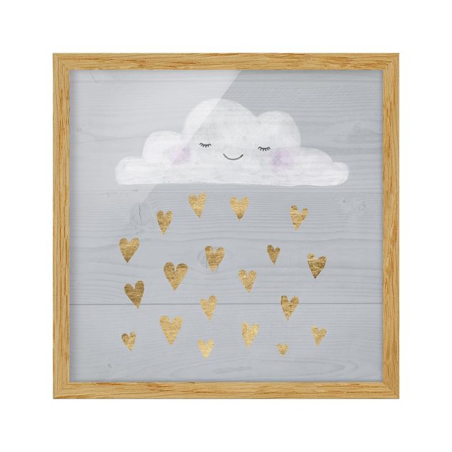 Quadri grigi Nuvola con cuori d'oro