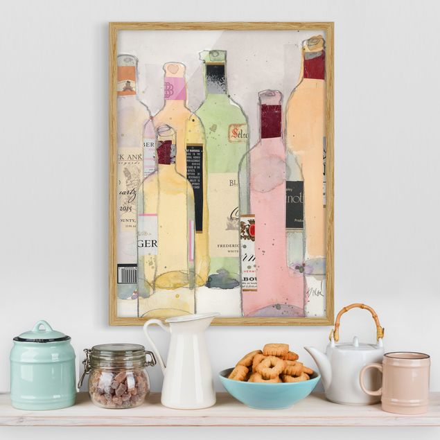Quadro moderno Bottiglie di vino in acquerello I