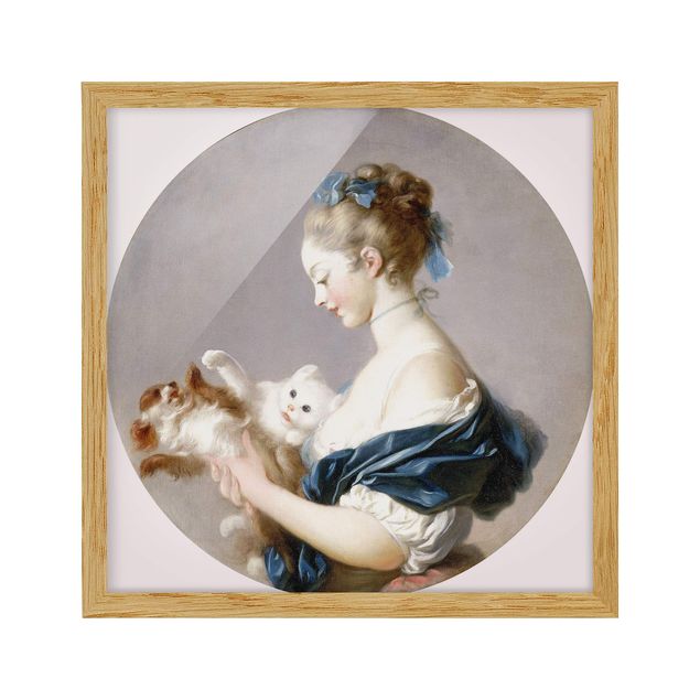 Quadro moderno Jean Honoré Fragonard - Ragazza che gioca con un cane e un gatto