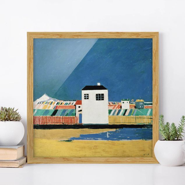 Quadri con cornice con spiaggia Kasimir Malewitsch - Paesaggio con casa bianca