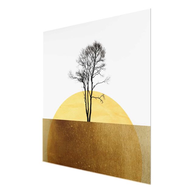 Quadri Kubistika Sole d'oro con albero