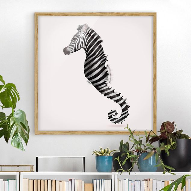 Quadro cavallo cavalluccio marino con strisce zebrate