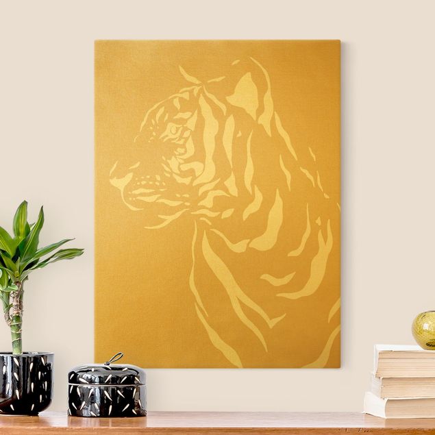 Quadri con animali Animali del Safari - Ritratto di tigre beige