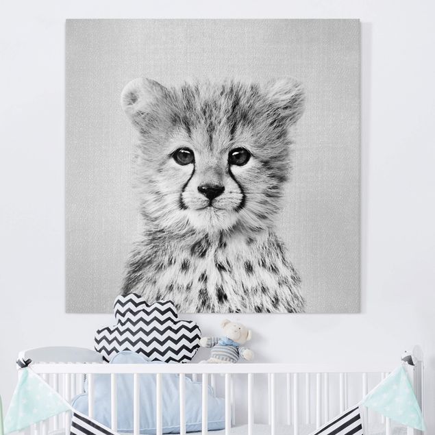 Decorazioni camera neonato Piccolo ghepardo Gino bianco e nero