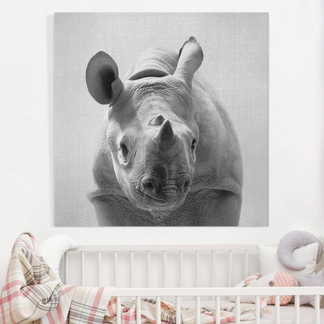 Decorazioni camera bambini Piccolo rinoceronte Nina bianco e nero