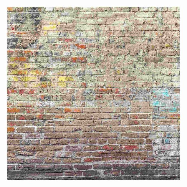 Carta da parati moderna Muro di mattoni con colorazione shabby
