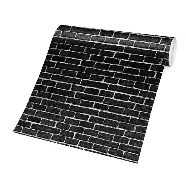 Carta da parati 3d Muro di mattoni nero