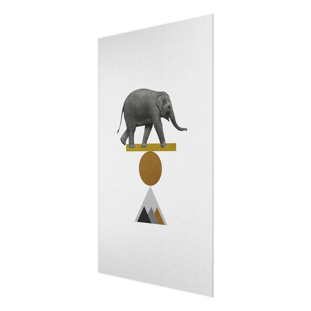 Glas Magnetboard Arte dell'equilibrio - Elefante