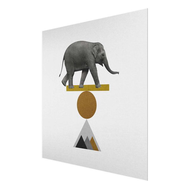 Glas Magnetboard Arte dell'equilibrio - Elefante