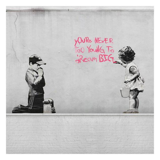 Carta da parati bianco e nero  Dream Big - Brandalised ft. Graffiti by Banksy