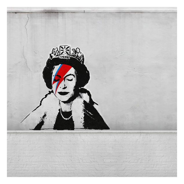 Carta da parati bianco nero Queen Lizzie Stardust - Brandalised ft. Graffiti by Banksy