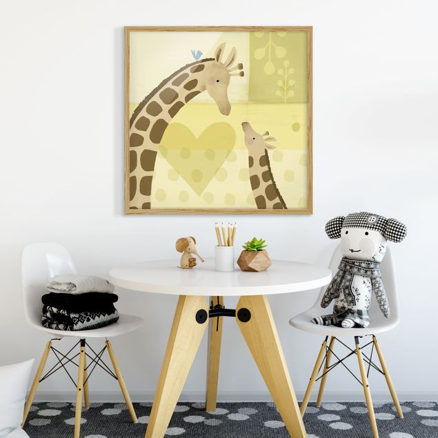 Quadri con cornice con animali Io e la mamma - Giraffe