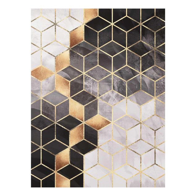 Quadri Elisabeth Fredriksson Geometria dorata in bianco e nero