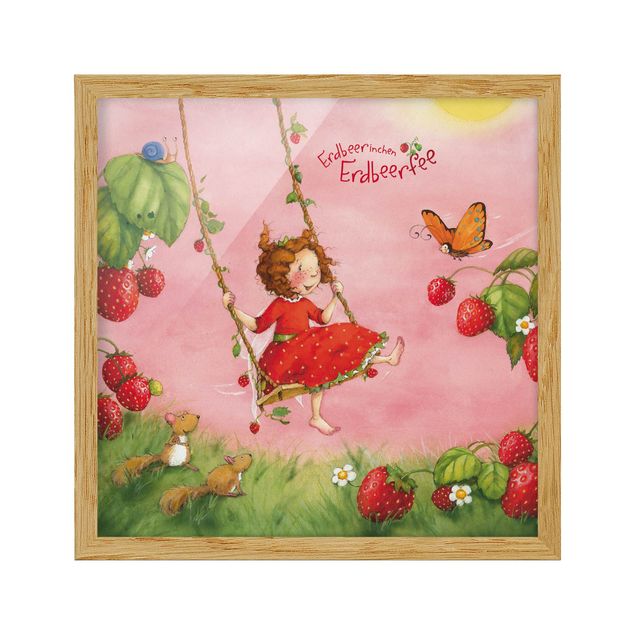 Quadro rosa The Strawberry Fairy - L'altalena dell'albero