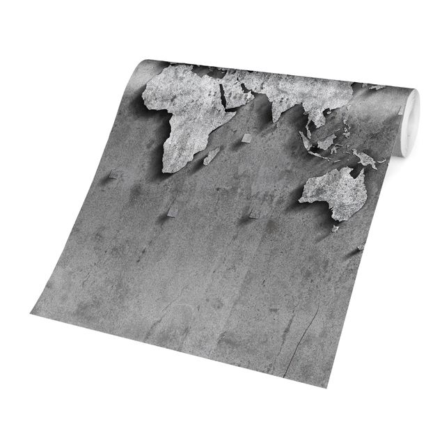 Carta da parati mappamondo Mappa del mondo in cemento