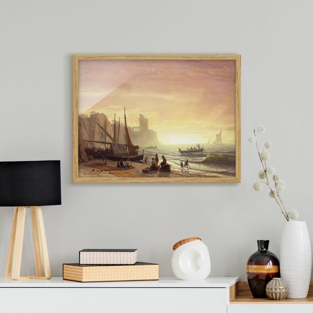 Quadri con cornice con spiaggia Albert Bierstadt - La flotta da pesca