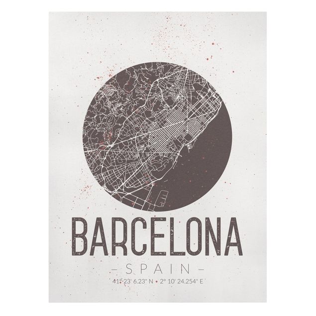 Quadri Mappa della città di Barcellona - Retrò