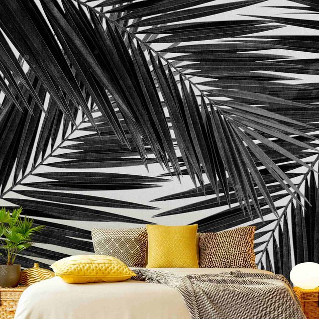 Carta parati tnt Vista sulle foglie di palma in bianco e nero