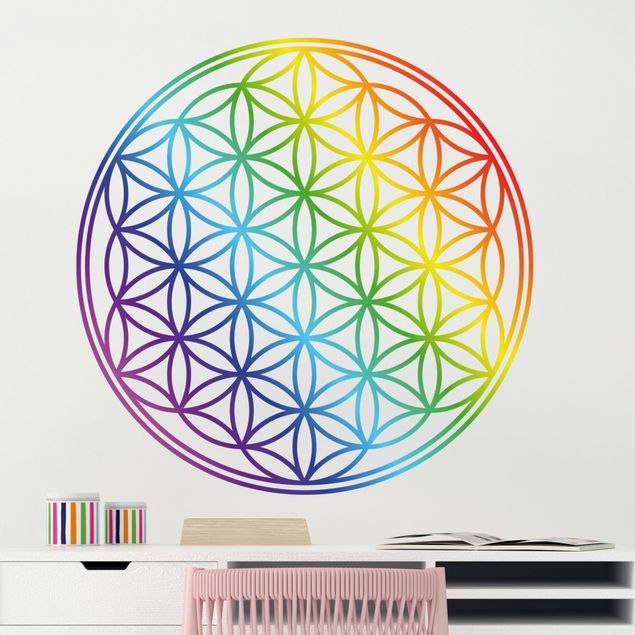 Disegni adesivi da muro Fiore della vita colore arcobaleno