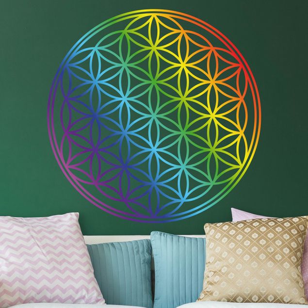 Mandala adesivo da parete Fiore della vita colore arcobaleno