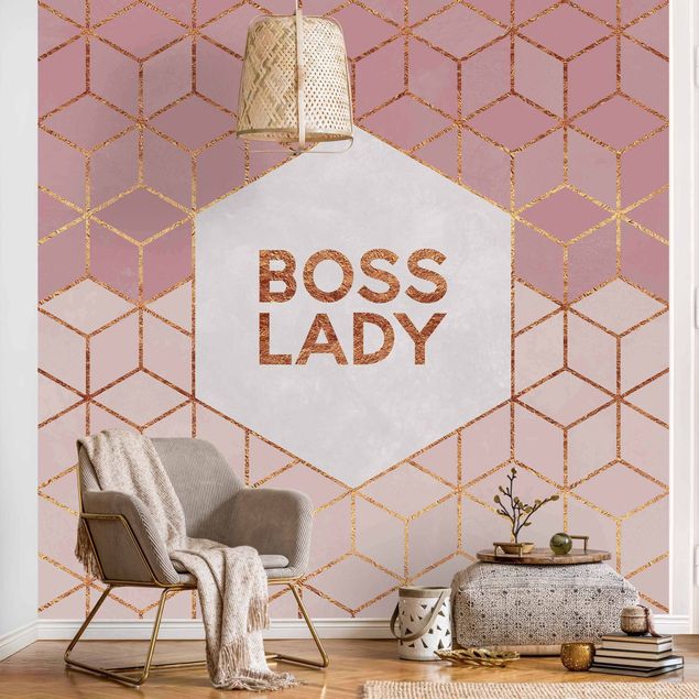 Carta da parati geometrica Boss Lady Esagoni Rosa