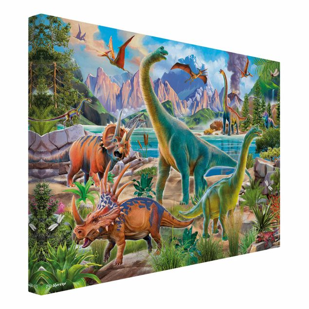 Quadro animali Brachiosauro e Triceratopo