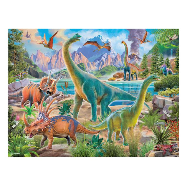 Stampe su tela animali Brachiosauro e Triceratopo