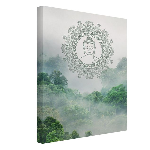 Quadri montagne Mandala di Buddha nella nebbia